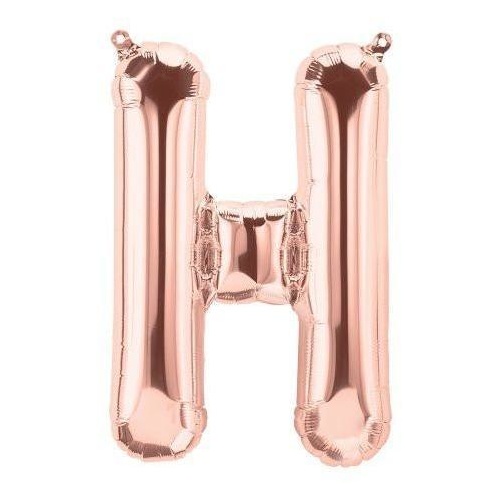 41cm Letter H Rose Gold Foil Balloon - Air Fill ONLY #59718 - Each (Pkgd.) TEMPORARILY UNAVAILABLE