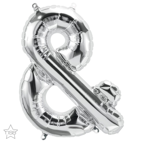 86cm Symbol Ampersand & Silver Foil Balloon #59917 - Each (Pkgd.)
