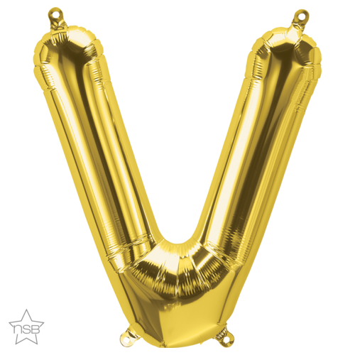 86cm Letter V Gold Foil Balloon #59954 - Each (Pkgd.) 