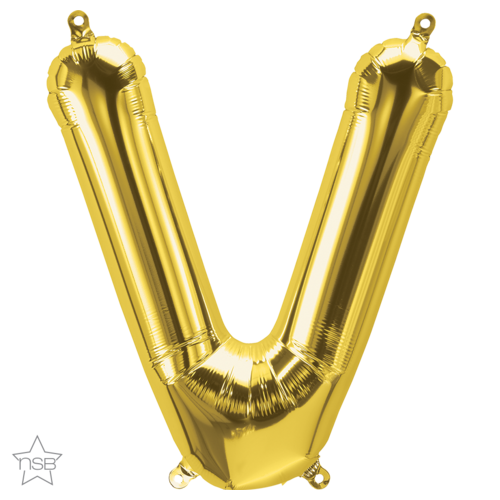 86cm Letter V Gold Foil Balloon #59954 - Each (Pkgd.)  TEMPORARILY UNAVAILABLE