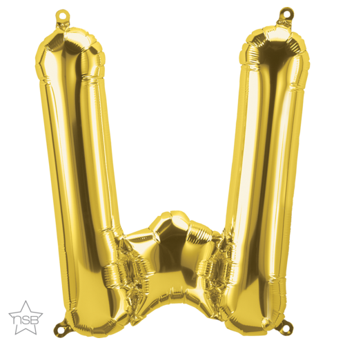 86cm Letter W Gold Foil Balloon #59956 - Each (Pkgd.)