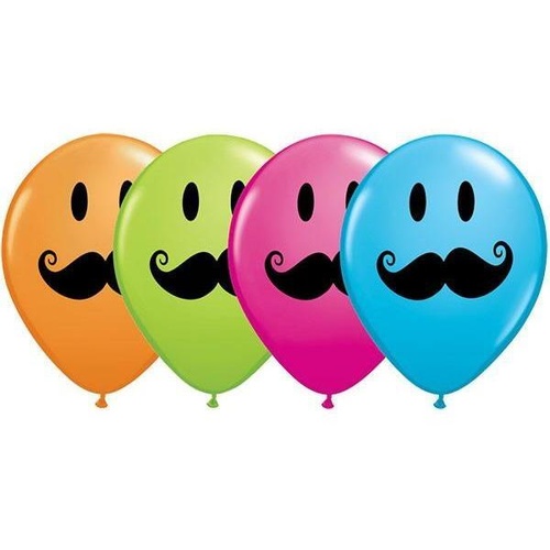 28cm Round Special Assorted Smile Face Mustache #60044 - Pack of 50