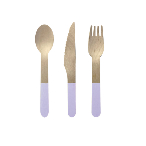 Paper Party Wooden Cutlery Set Pastel Lilac #6017PLP - 30pk TEMPORARILY UNAVAILABLE