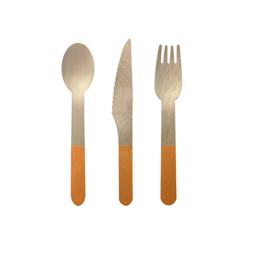 Paper Party Wooden Cutlery Tangerine #6017TGP - 30pk