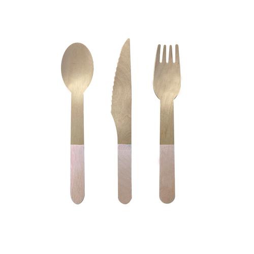Paper Party Wooden Cutlery White Sand #6017WSP - 30pk