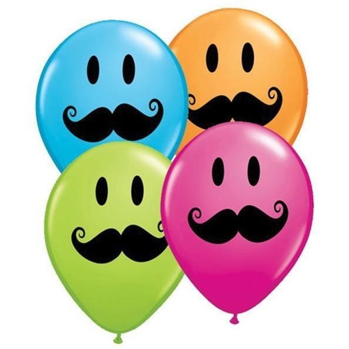 12cm Round Special Assorted Smile Face Mustache #60933 - Pack of 100 TEMPORARILY UNAVAILABLE