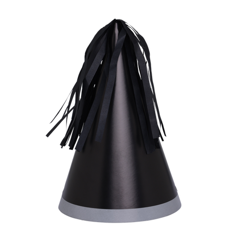 Paper Party Party Hat with Tassel Topper Black #6150BKP - 10pk