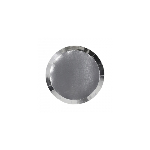 Paper Party Paper Round Snack Plate 7" Metallic Silver #6170MSP - 20Pk (Pkgd.)