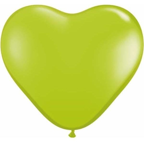15cm Heart Lime Green Qualatex Plain Latex #62590 - Pack Of 100 
