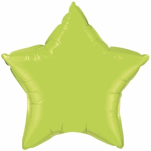 22cm Star Lime Green Plain Foil Balloon #63777 - Each (FLAT, unpackaged, requires air inflation, heat sealing) 