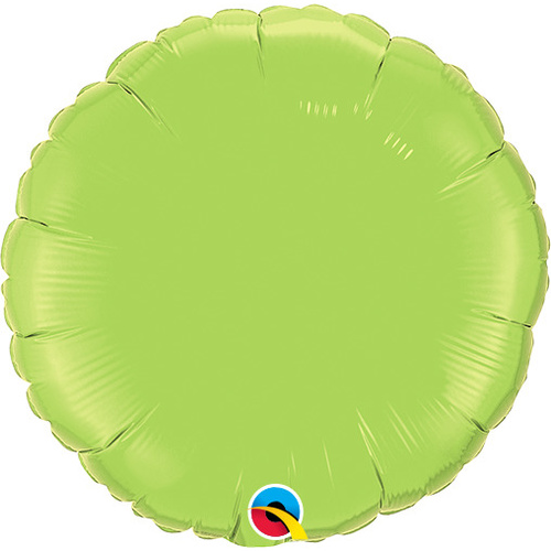 22cm Round Lime Green Plain Foil Balloon #64057 - Each  (FLAT, unpackaged, requires air inflation, heat sealing) 