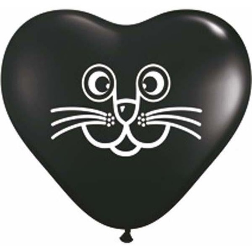 15cm Heart Onyx Black Cat Face #69765 - Pack Of 100
