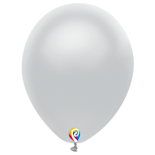 30cm Metallic Silver Funsational Plain Latex Balloons #72171 - Pack of 50