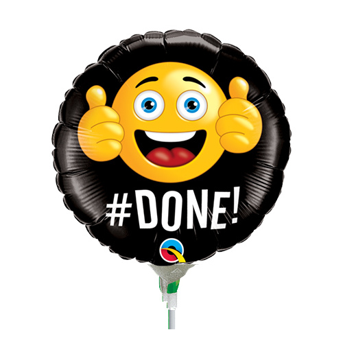 DISC 22cm Graduation # Done! Foil Balloon #73660AF - Each (Inflated, supplied air-filled on stick)