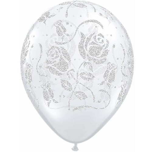 28cm Round Diamond Clear Glitter Roses-A-Round #74307 - Pack of 25