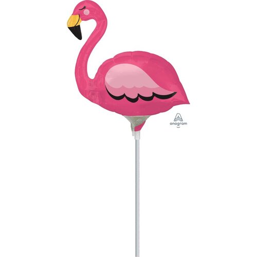 Mini Shape Flamingo Foil Balloon #39694AF  - Each (Inflated, supplied air-filled on stick)