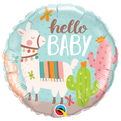 45cm Round Foil Hello Baby Llama #78689 - Each (Pkgd.) TEMPORARILY UNAVAILABLE