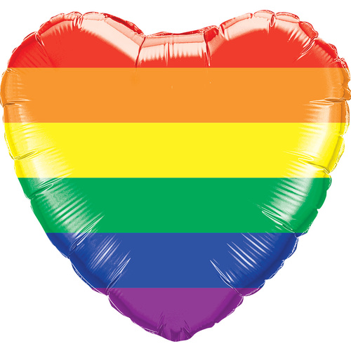 45cm Heart Foil Rainbow Stripes #78715 - Each (Pkgd.) 