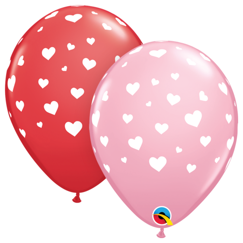 28cm Round Red & Pink Random Hearts-A-Rnd #7995125 - Pack of 25