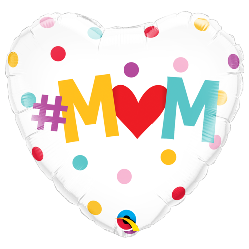 DISC 45cm Heart #Mum Dots Foil Balloon #82204 - Each (Pkgd.) 
