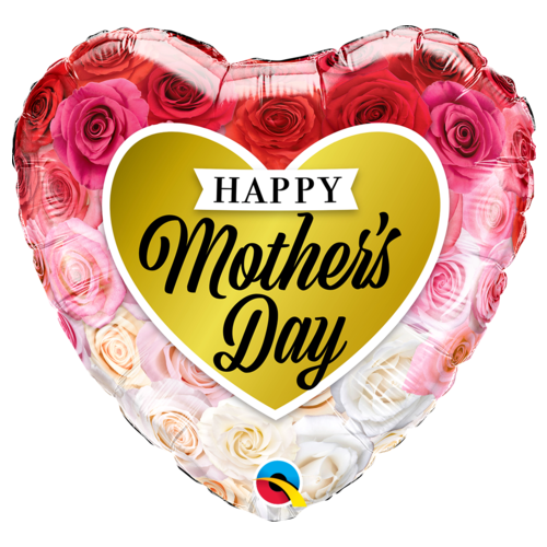 45cm Heart Mother's Day Roses Gold Heart Foil Balloon #82210 - Each (Pkgd.) 