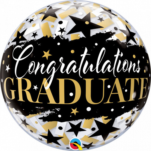 56cm Single Bubble Graduate Black Stars #82539 - Each
