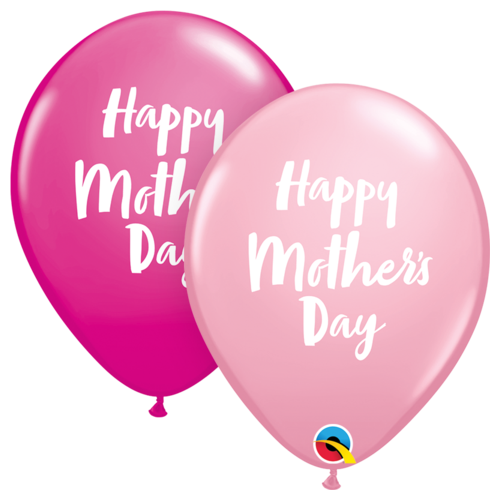 28cm Round Assorted Pink & Wild Berry Happy Mother's Day Script #8404025 - Pack of 25 TEMPORAILY UNAVAILABLE
