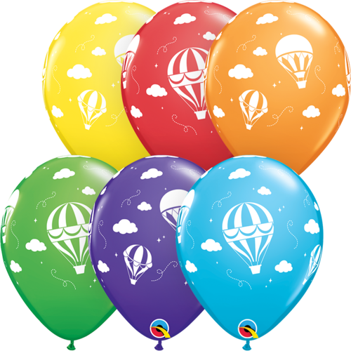 DISC 28cm Round Bright Rainbow Assorted Hot Air Balloons #85841 - Pack of 50