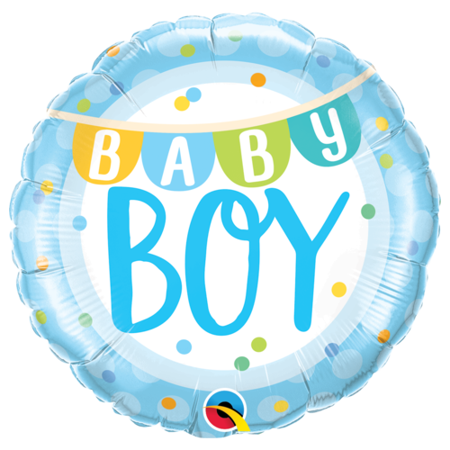 45cm Round Foil Baby Boy Banner & Dots #85901 - Each (Pkgd.) 