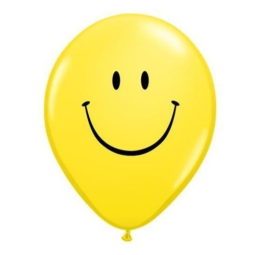 28cm Round Yellow Smile Face (Black) #85986 - Pack of 50 