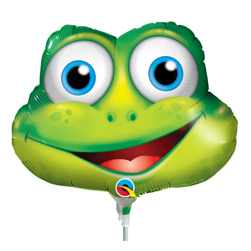 Mini Shape Animal Funny Frog Foil Balloon 35cm #86010AF - Each (Inflated, supplied air-filled on stick)