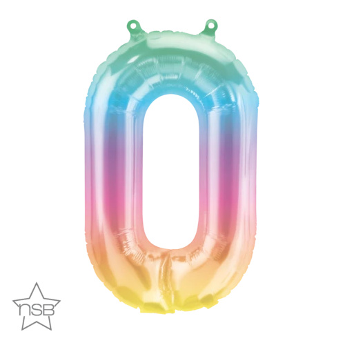 41cm Number 0 Jelli Ombre Foil Balloon - Air Fill ONLY #86364 - Each (Pkgd.) 