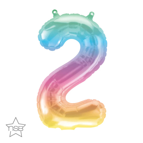 41cm Number 2 Jelli Ombre Foil Balloon - Air Fill ONLY #86369- Each (Pkgd.) TEMPORARILY UNAVAILABLE