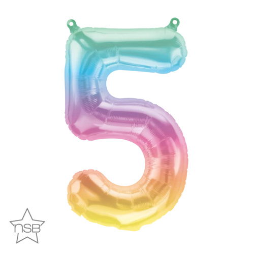 41cm Number 5 Jelli Ombre Foil Balloon - Air Fill ONLY #86372- Each (Pkgd.) 