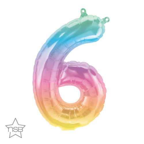 41cm Number 6 Jelli Ombre Foil Balloon - Air Fill ONLY #86396- Each (Pkgd.) 