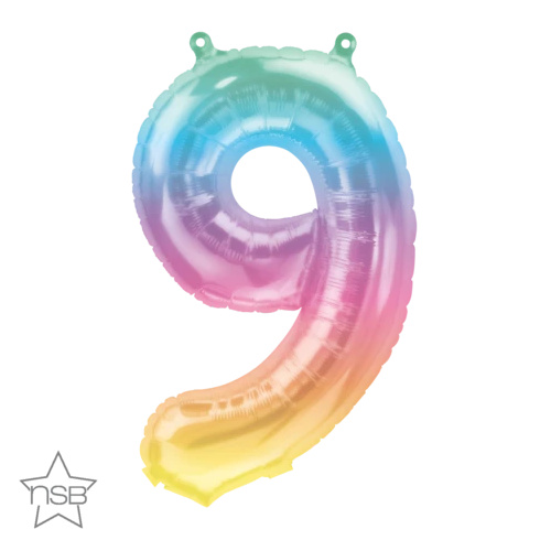 41cm Number 9 Jelli Ombre Foil Balloon - Air Fill ONLY #86409 - Each (Pkgd.)