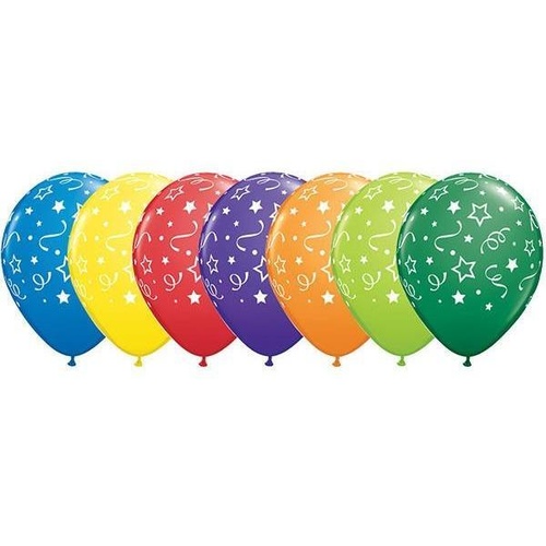 28cm Round Carnival Assorted Stars, Dots, & Confetti #87291 - Pack of 50 SPECIAL ORDER ITEM