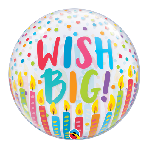 DISC 56cm Birthday Wish Big! Single Bubble Balloon #87750 - Each (Pkgd.)