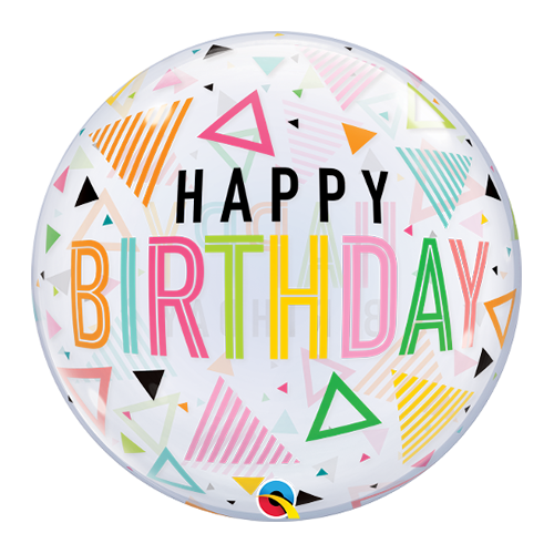 56cm Birthday Rainbow Triangles Single Bubble Balloon #87763 - Each (Pkgd.) 