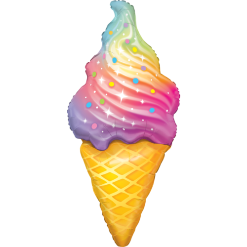 Shape Foil Rainbow Swirl Ice Cream 113cm #87951 - Each (Pkgd.) TEMPORARILY UANAVAILABLE