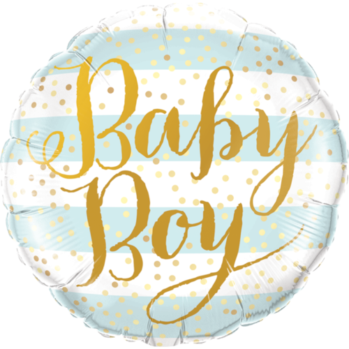 45cm Round Foil Baby Boy Blue Stripes #88001 - Each (Pkgd.) 