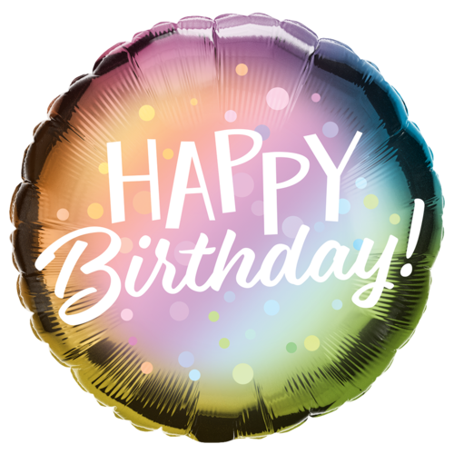 45cm Round Foil Birthday Metallic Ombre & Dots #88027 - Each (Pkgd.) TEMPORARILY UNAVAILABLE 