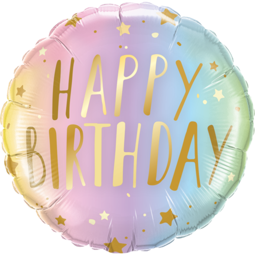 45cm Round Foil Birthday Pastel Ombre & Stars #88052 - Each (Pkgd.)