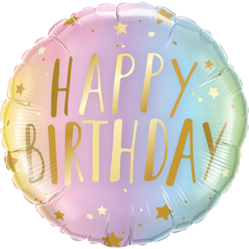 45cm Round Foil Birthday Pastel Ombre & Stars #88052 - Each (Pkgd.)  TEMPORARILY UNAVAILABLE