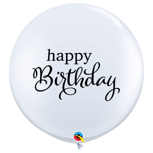 90cm Round White Simply Happy Birthday #88200 - Pack of 2 