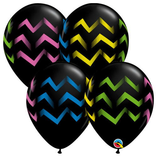 28cm Round Onyx Black Colorful Chevron Stripes #88211 - Pack of 50 SPECIAL ORDER