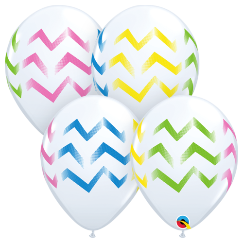 28cm Round White Colorful Chevron Stripes #88212 - Pack of 50 SPECIAL ORDER