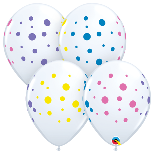 28cm Round White Colorful Dots #88217 - Pack of 50  TEMPORARILY UNAVAILABLE