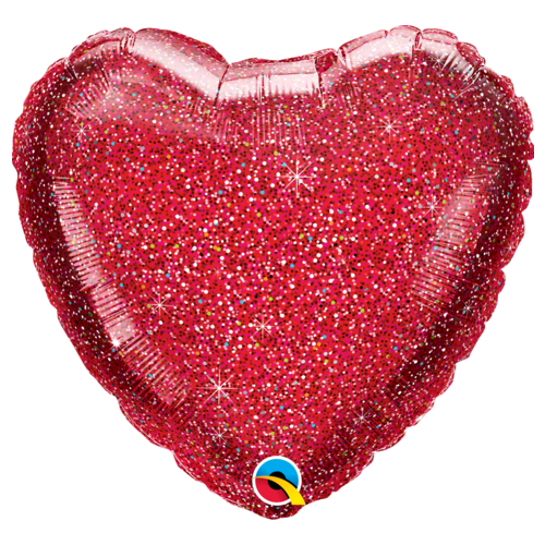 45cm Heart Foil Glittergraphic Red #88954 - Each (Pkgd.) 