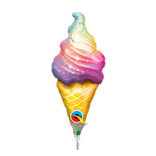 Mini Shape Foil Ice Cream Rainbow Swirl #89347AF - Each (Inflated, supplied air-filled on stick) 